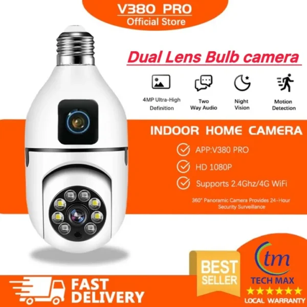 Dual Lens V380 PRO WIFI IP Camera SQ02 4MP Auto Tracking Ai Human Detect CCTV