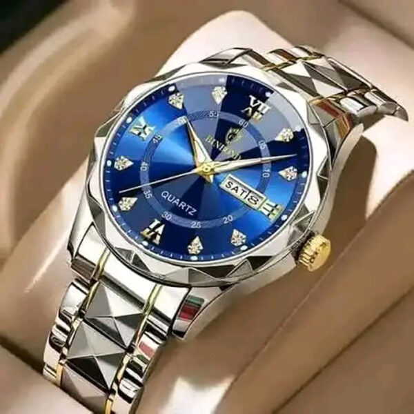 Royal Blue Silver Quartz Watch – Premium Stainless Steel Belt - Image 2