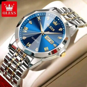 Blue Diamond Silver-Gold Watch – Luxury Dual Tone Strap