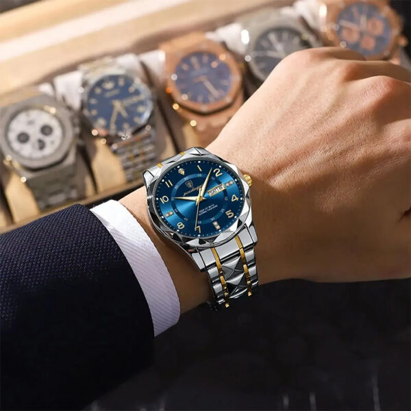 Royal Blue Silver Quartz Watch – Premium Stainless Steel Belt - Image 3