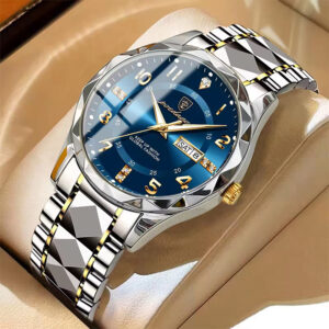 Royal Blue Silver Quartz Watch – Premium Stainless Steel Belt